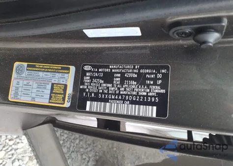 2013 Kia Optima Lx from USA, damaged, VIN 5XXGM4A79DG221395